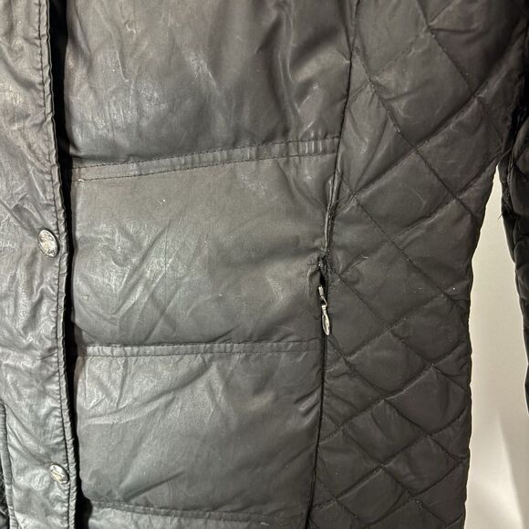 GUESS Puffer Black Quilted Jacket Size S Women's Full Zip Hooded Down Faux Fur - Picture 7 of 14